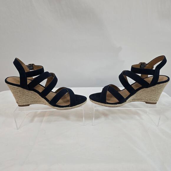 Dulce Vita Sandals Women's 8 dV8 Wedge 3" Heel Open Toe Buckle Black & Tan - Picture 13 of 13